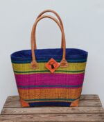 Madam Græskar bast kurvetaske - Strib