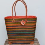 Madam Græskar bast kurvetaske - Strib