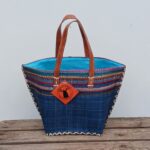 Madam Græskar Mini kurve taske - Blå strib