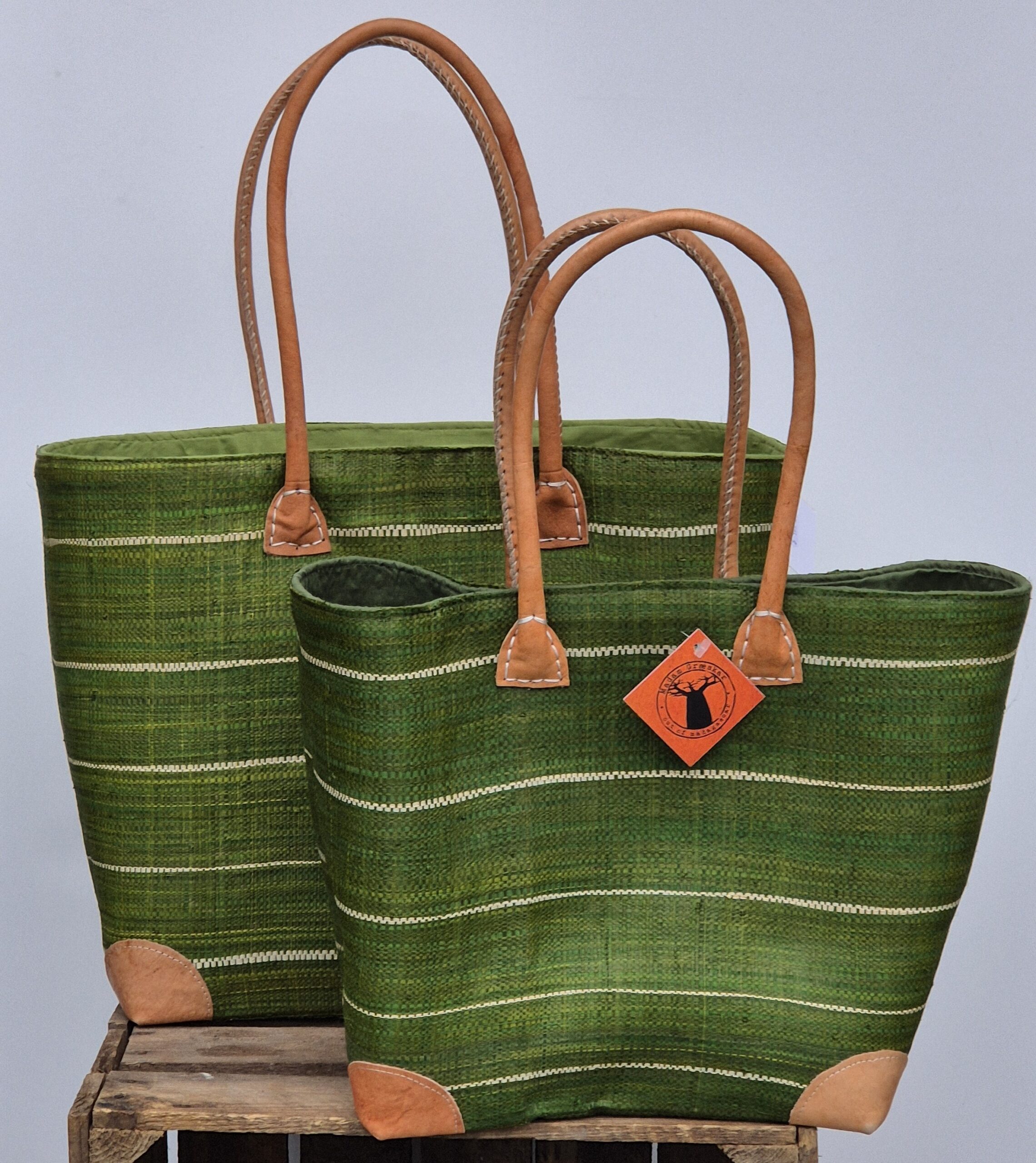 madam græskar bast grøn strib